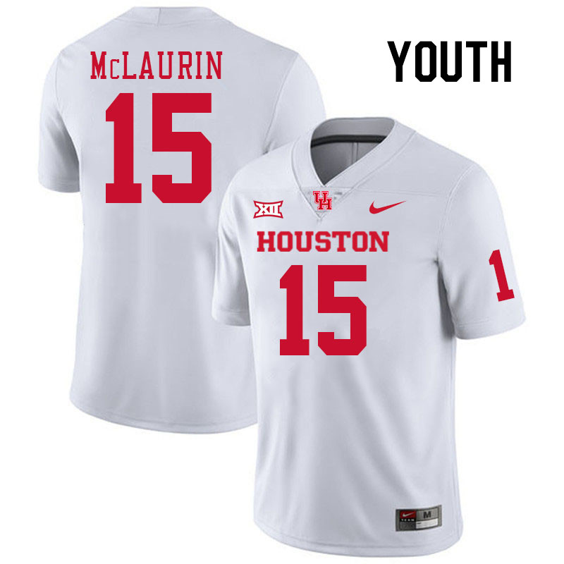 Youth #15 Hershey McLaurin Houston Cougars College Football Jerseys Stitched-White